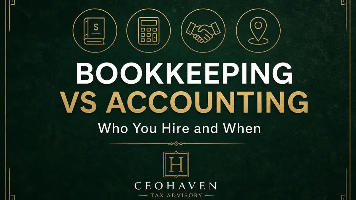 Bookkeeping vs Accounting: Who to Hire When You Don't Know Your Numbers — tax strategy guide by Shamyr Borgelin