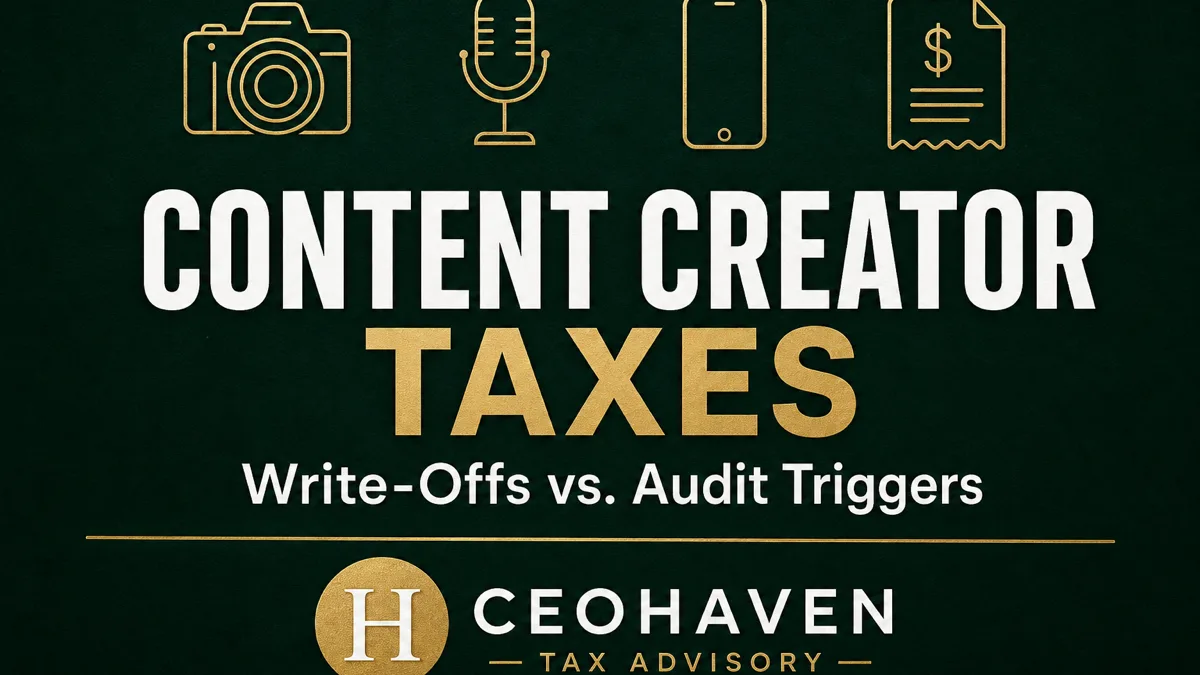 Content Creator Taxes: What to Write Off and What Triggers Audits — tax strategy guide by Shamyr Borgelin