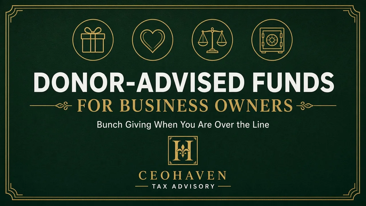 Donor-Advised Funds for Business Owners: Bunch Giving When You're Over the Line — tax strategy guide by Shamyr Borgelin