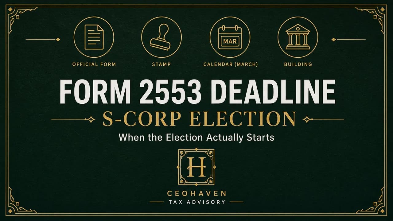 Form 2553 Deadline: When an S-Corp Election Actually Starts — tax strategy guide by Shamyr Borgelin