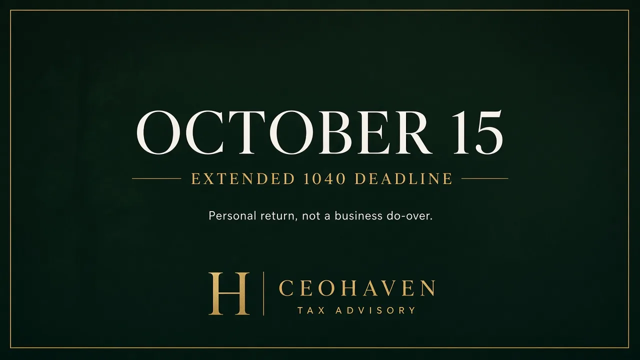 October 15 Tax Deadline: What the Extended 1040 Still Changes — tax strategy guide by Shamyr Borgelin