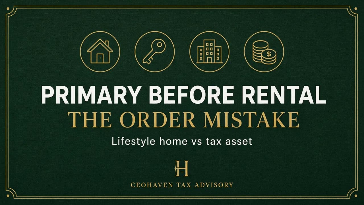 Buying a Primary Residence Before a Rental Can Be a High Earner's Biggest Mistake — tax strategy guide by Shamyr Borgelin