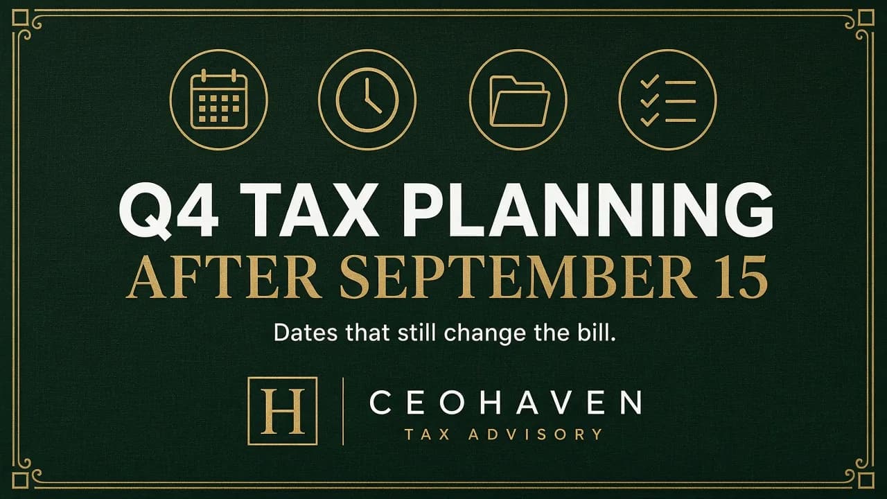 Q4 Tax Planning After September 15: The Calendar That Still Moves Money — tax strategy guide by Shamyr Borgelin