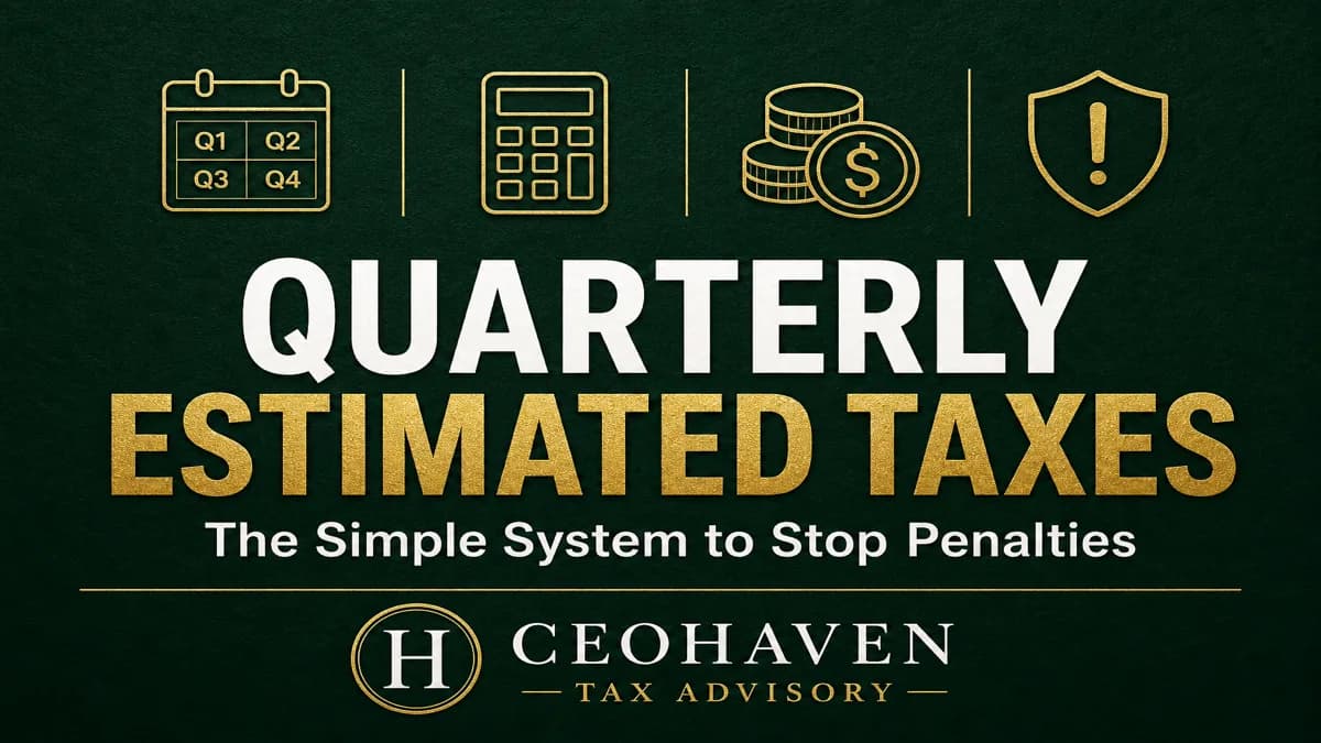 Quarterly Estimated Taxes: The Simple System to Stop Getting Penalized — tax strategy guide by Shamyr Borgelin