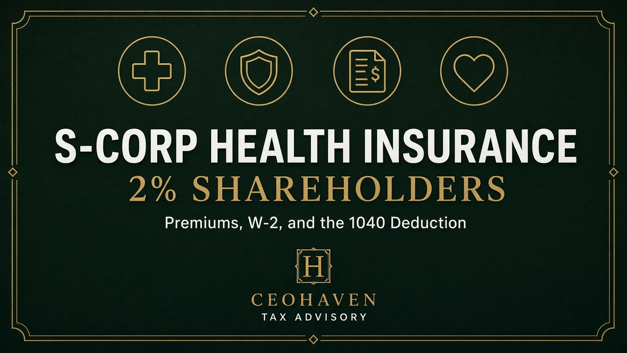 S-Corp Health Insurance: How More-Than-2% Owners Deduct Premiums — tax strategy guide by Shamyr Borgelin
