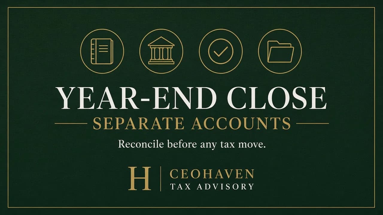 Year-End Bookkeeping Close: Separate Accounts Before You File Anything — tax strategy guide by Shamyr Borgelin