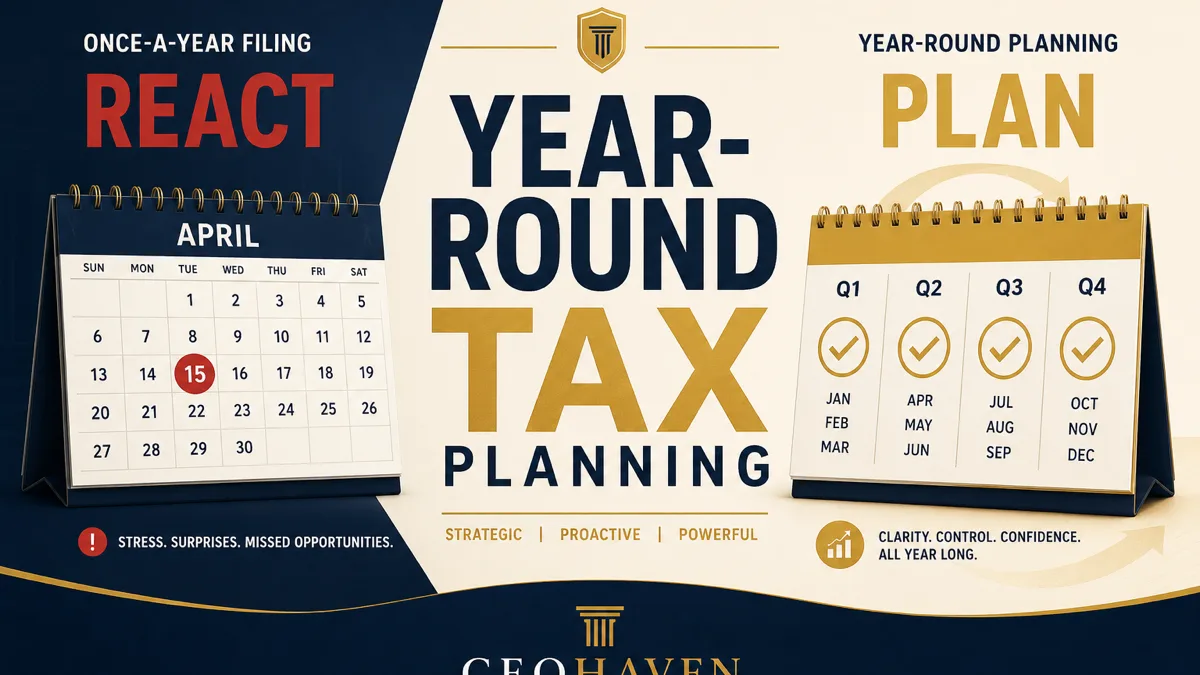 Year-Round Tax Planning vs. Once-a-Year Filing: Why the Difference Is Thousands — tax strategy guide by Shamyr Borgelin